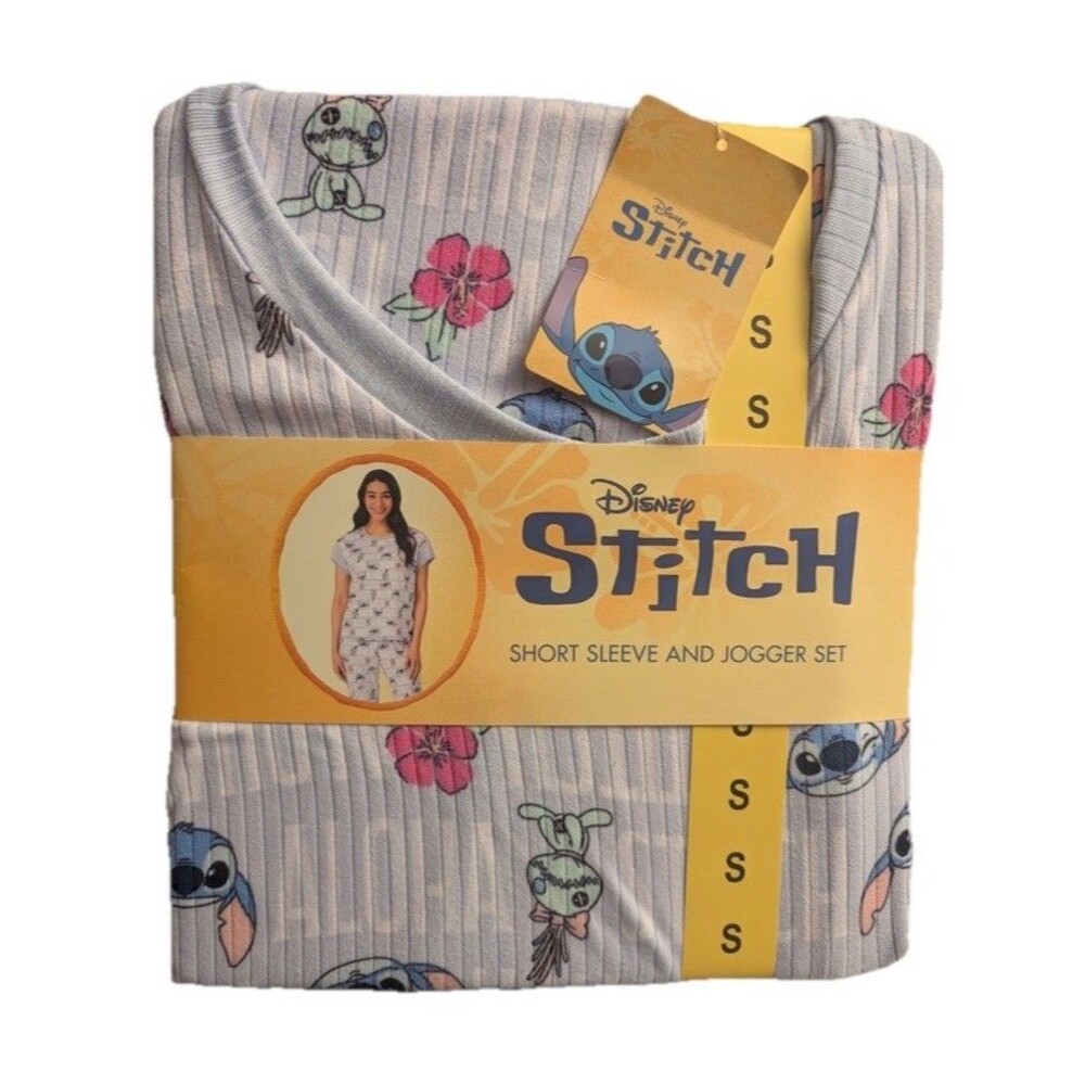 NEW Disney Lilo & Stitch 2 Pc Pajama Set NWT Small Short Sleeve Top Jogger Pants